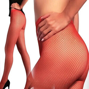 RED Fishnet Pantyhose